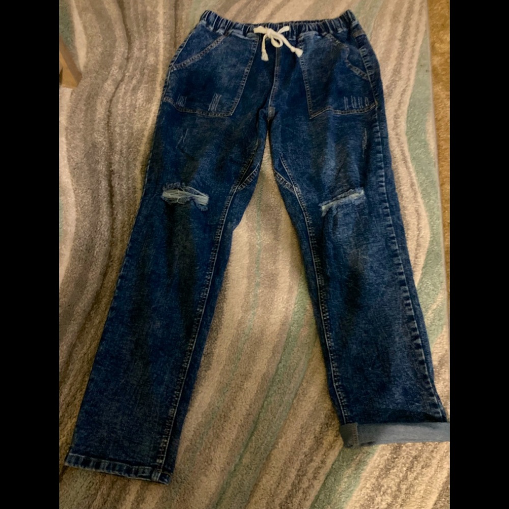Distressed Denim Joggers / Perfect Condition..Never Worn /washed once